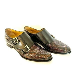 Bill Reid Double Leather Embossed Monkstraps Women’s Size 7.5